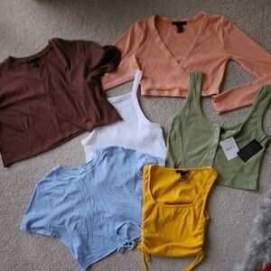 Forever 21 Girl Juniors Crop Tops - Brown, Peach, White, Blue, Yellow, Green